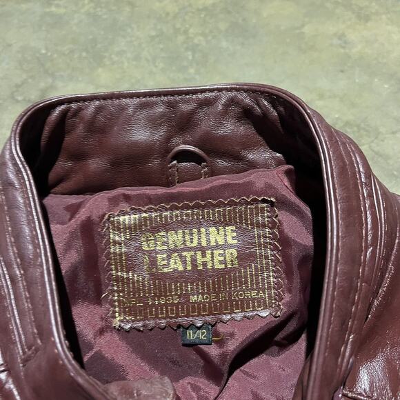 Vintage 70s Genuine Leather Red Boxy Grunge Jacket - Picture 4 of 4